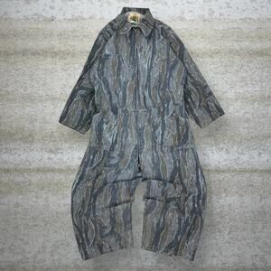 Vintage 90s Hunting Camo Coveralls Mens XL Baggy Wide Leg Woodland Tree Bark